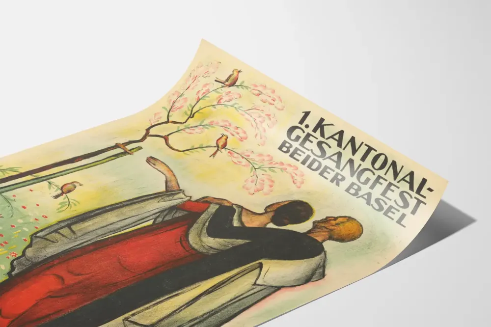 Plakat vintage 1924 Festiwal śpiewu 1. kantonalny Beider Basel Allschwil