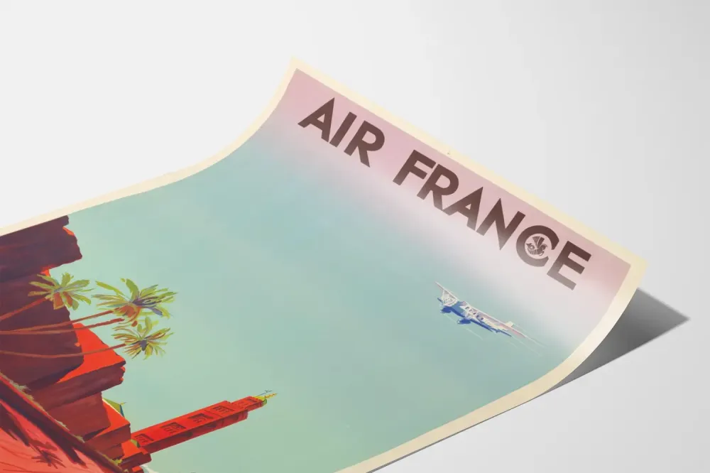 Plakat Vintage Air France - Podróż do Afryki Północnej samolotem