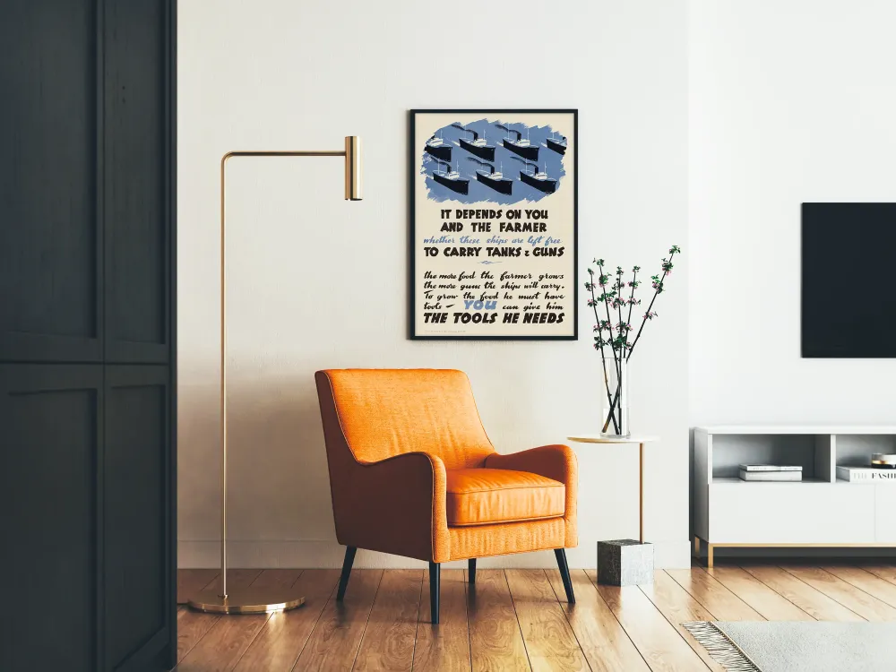 Plakat vintage z aktywistami, statkami i rolnikami