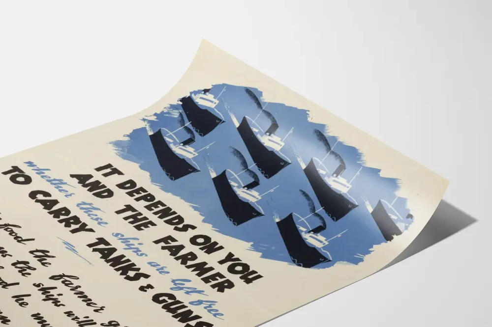 Plakat vintage z aktywistami, statkami i rolnikami