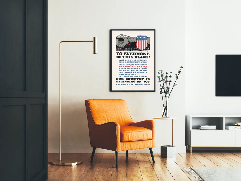 Plakat vintage z amerykańskiej mobilizacji przemysłowej