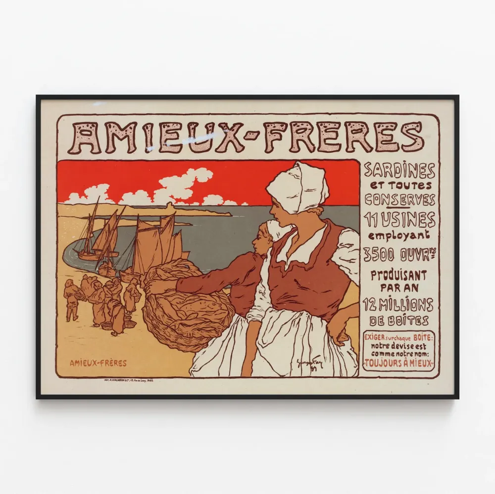 Plakat vintage Amieux-Frères sardynki i konserwy
