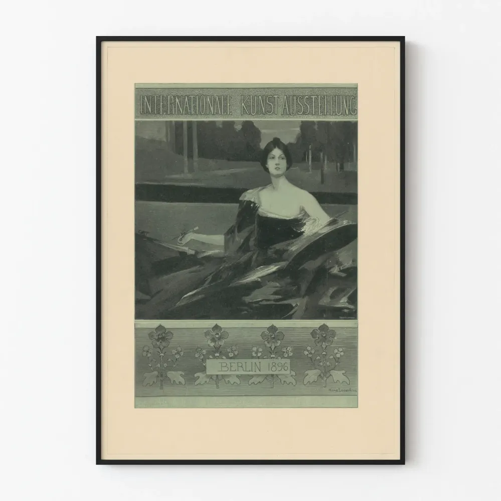 Plakat vintage artystka kobieta - Międzynarodowa Wystawa Sztuki Berlin 1896