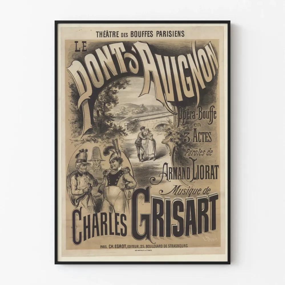 Plakat vintage Most w Avignon - Teatr Bouffes Parisiens