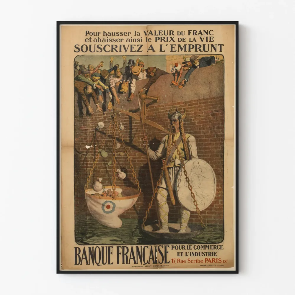 Plakat vintage Banque Française Emprunt pour Hausser le Franc