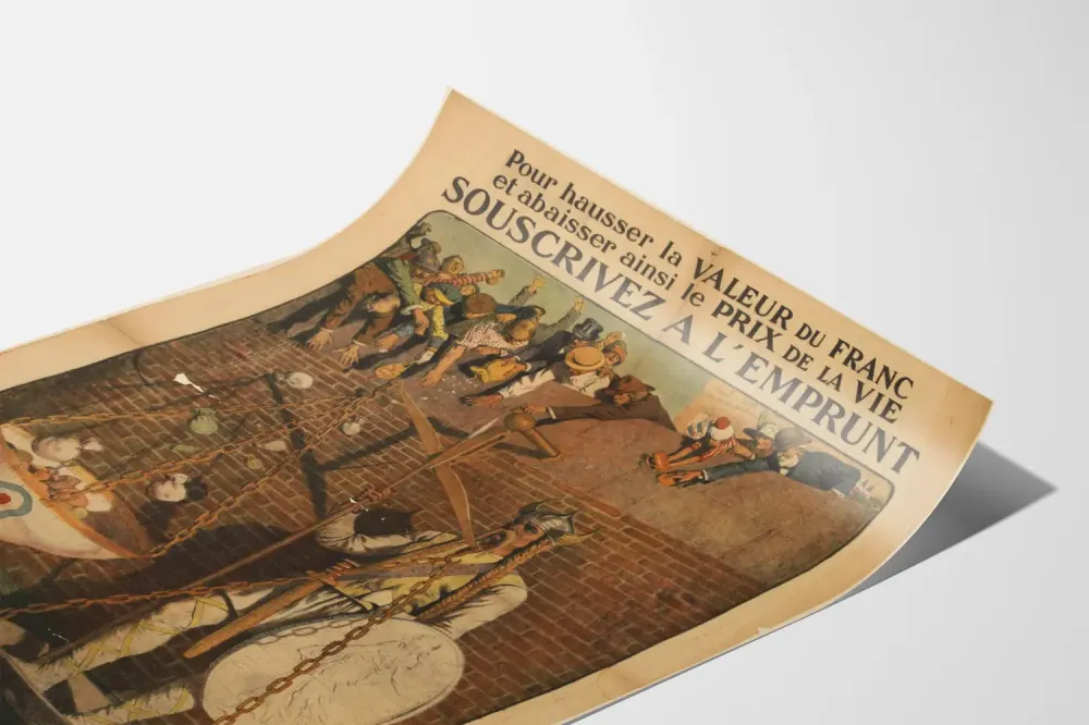 Plakat vintage Banque Française Emprunt pour Hausser le Franc