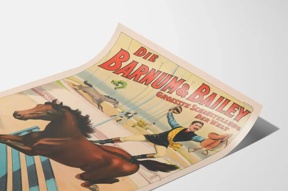 Plakat vintage Barnum & Bailey wyścig jeźdźców konnych