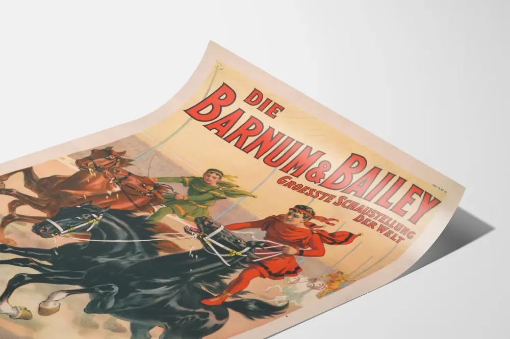 Plakat vintage Barnum & Bailey wyścig konny rzymski