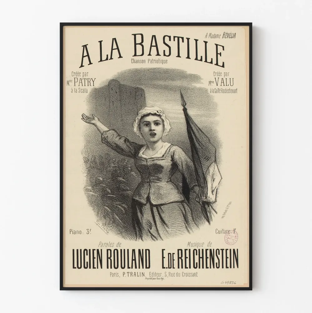 Plakat vintage La Bastille - Słowa Lucien Rouland, muzyka E. de Reichenstein