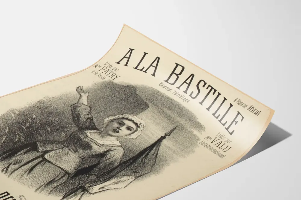 Plakat vintage La Bastille - Słowa Lucien Rouland, muzyka E. de Reichenstein