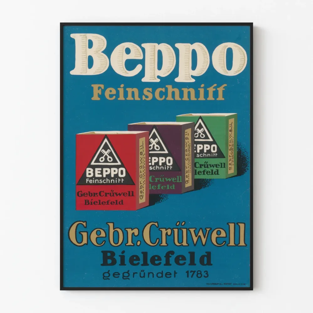Plakat vintage Beppo Feinschnitt Gebr. Crüwell Bielefeld