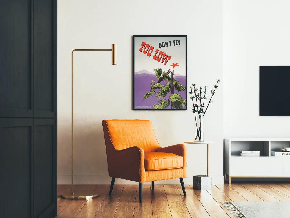 Plakat vintage bezpieczeństwa lotniczego „Nie lataj zbyt nisko”