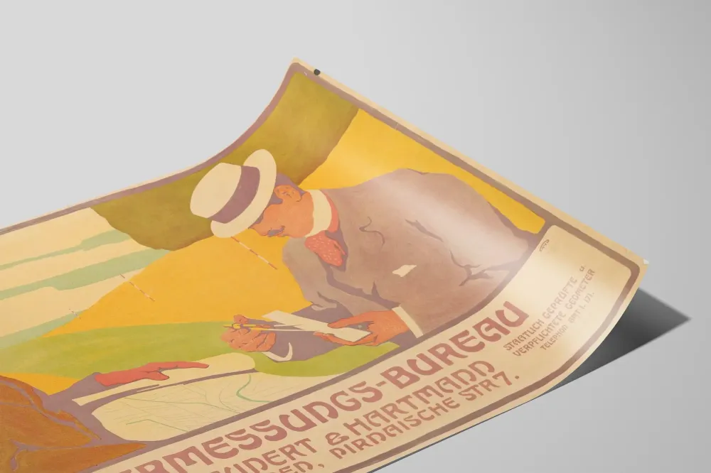 Plakat vintage Biuro Geodezyjne Grundert & Hartmann Drezno
