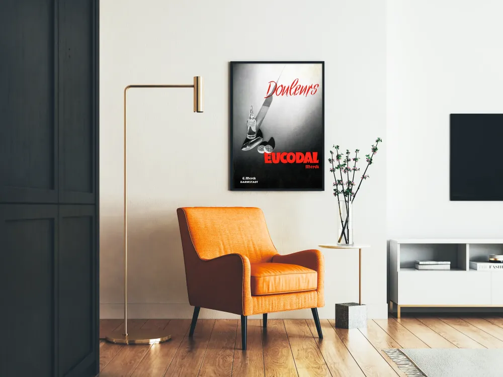 Plakat vintage bólów Eucodal Merck