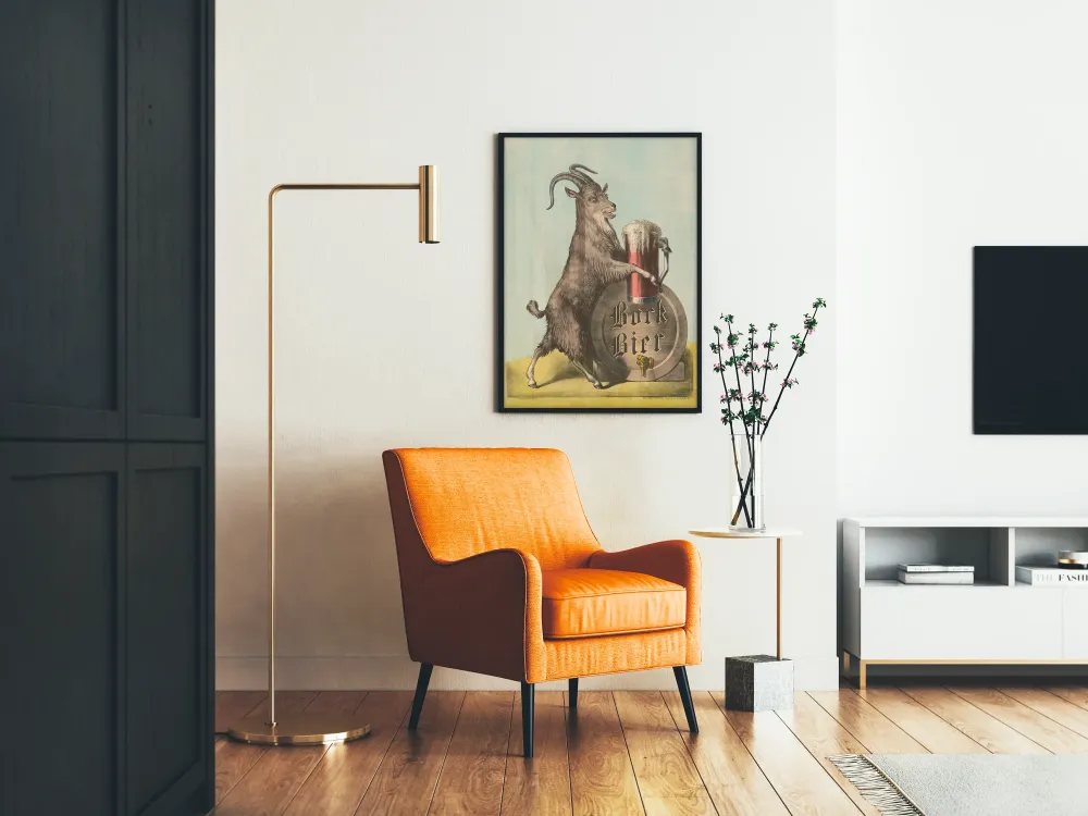 Plakat vintage Bock Bier z kozłem i beczką