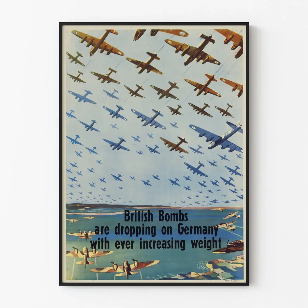Plakat vintage brytyjskich sił powietrznych w akcji