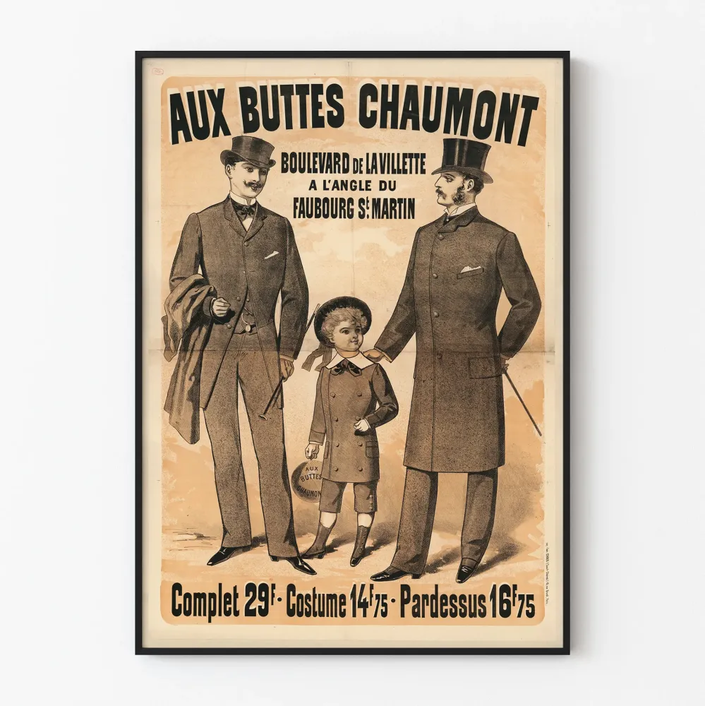 Plakat vintage z Buttes Chaumont - Moda i styl męski XIX wieku