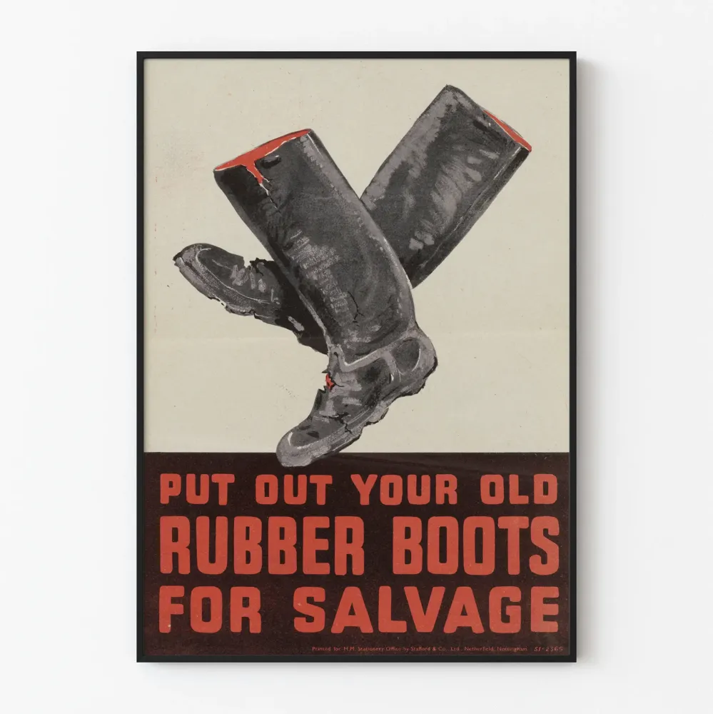 Plakat vintage Buty z gumy do recyklingu