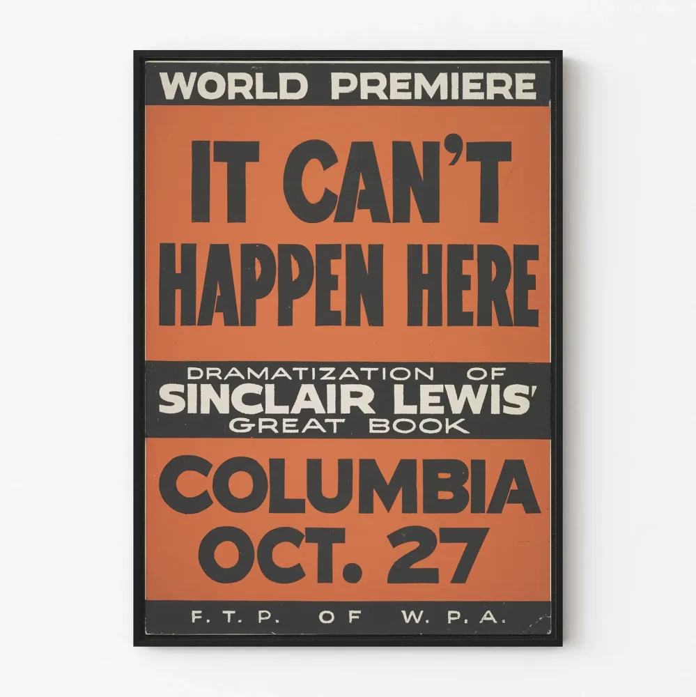 Plakat vintage It Can't Happen Here - Światowa premiera