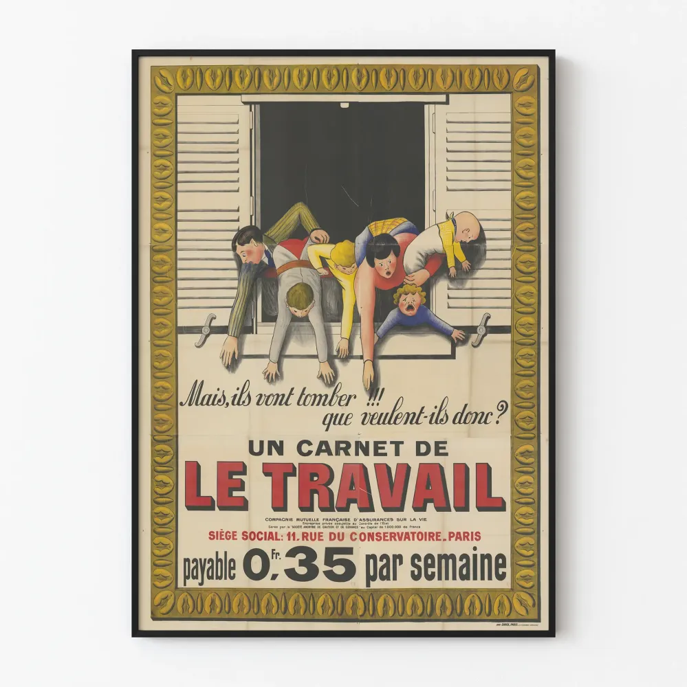 Plakat vintage "Un Carnet de Travail" w stylu lat 30.