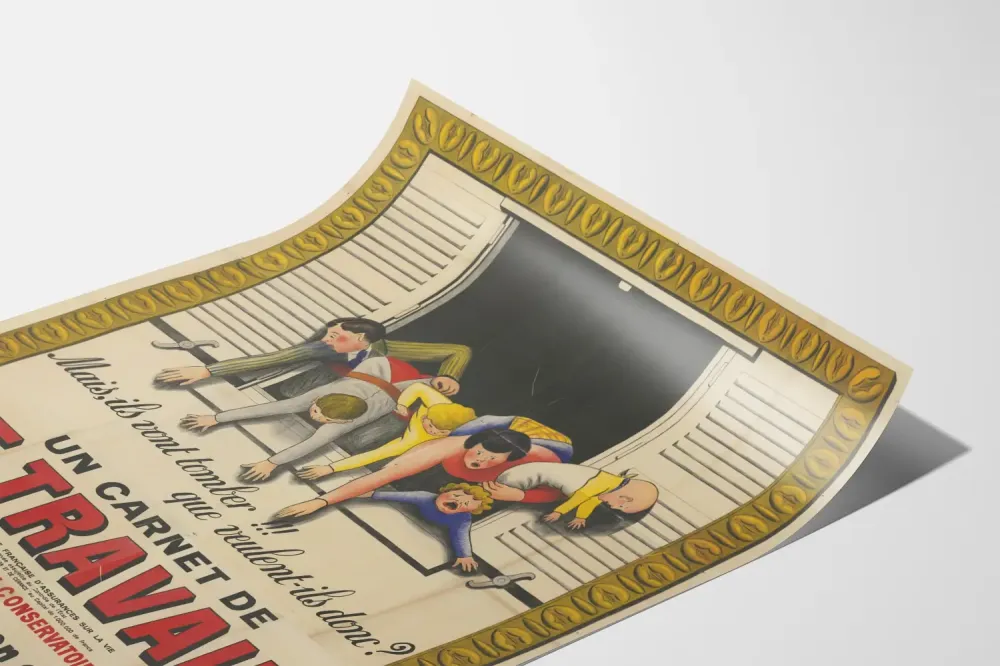 Plakat vintage "Un Carnet de Travail" w stylu lat 30.