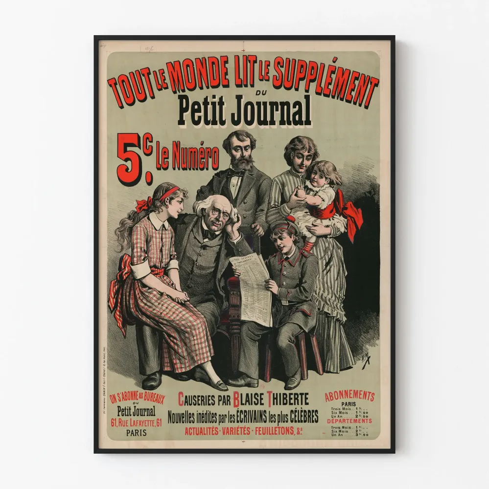 Plakat Vintage Cały świat czyta dodatek do Petit Journal
