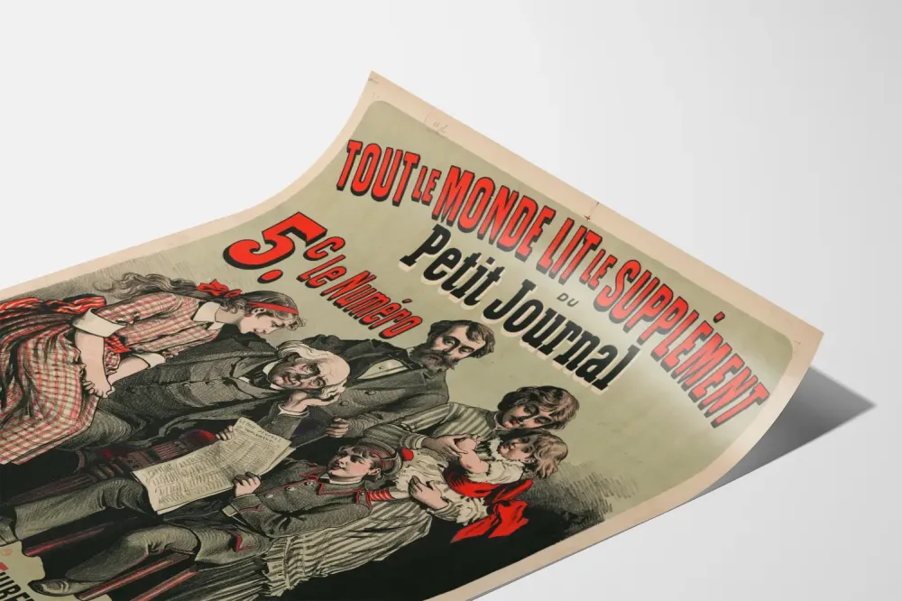 Plakat Vintage Cały świat czyta dodatek do Petit Journal
