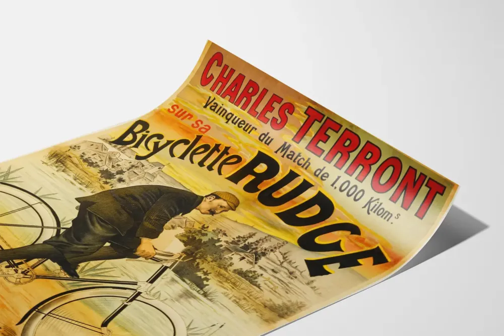 Plakat vintage Charles Terront zwycięzca na rowerze Rudge