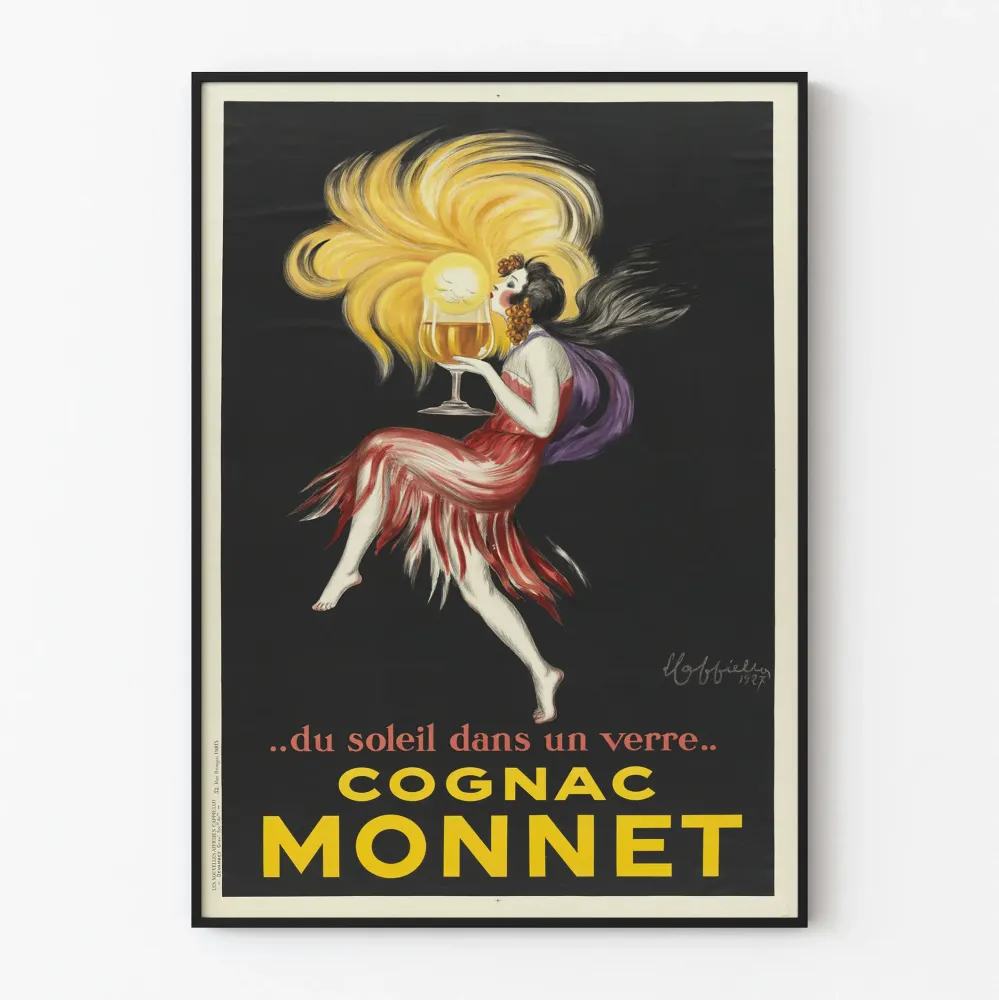 Plakat vintage Cognac Monnet du Soleil w Szklance