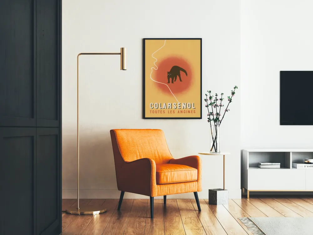 Plakat vintage Colarsénol na anginę z czarnym kotem
