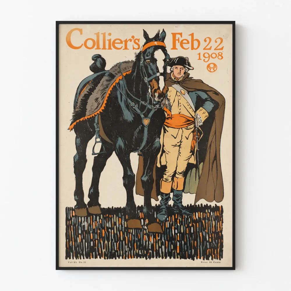 Plakat Vintage Collier's 1908 - Żołnierz i koń