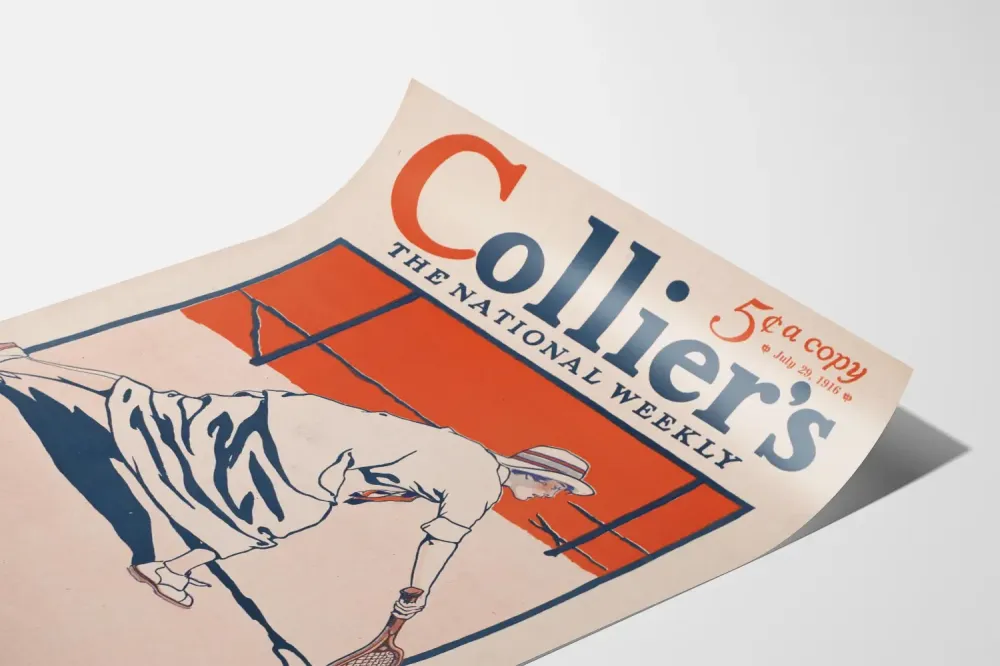 Plakat vintage Collier's National Weekly - Tenis kobiet 1916