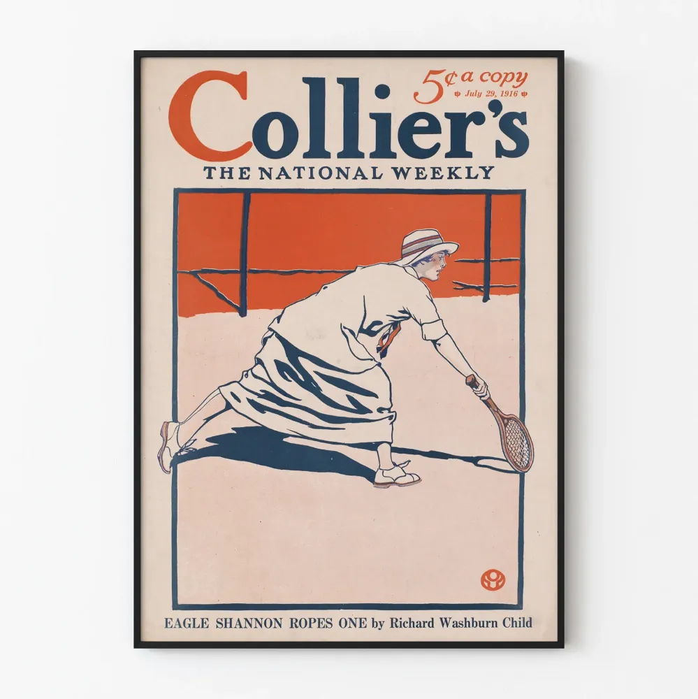 Plakat vintage Collier's National Weekly - Tenis kobiet 1916
