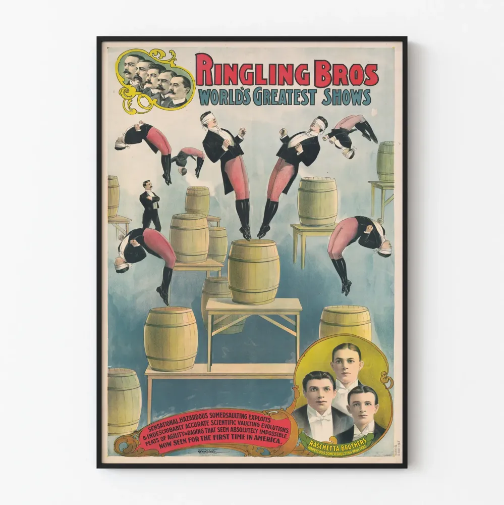 Plakat vintage Cyrk Ringling Bros Raschetta Brothers