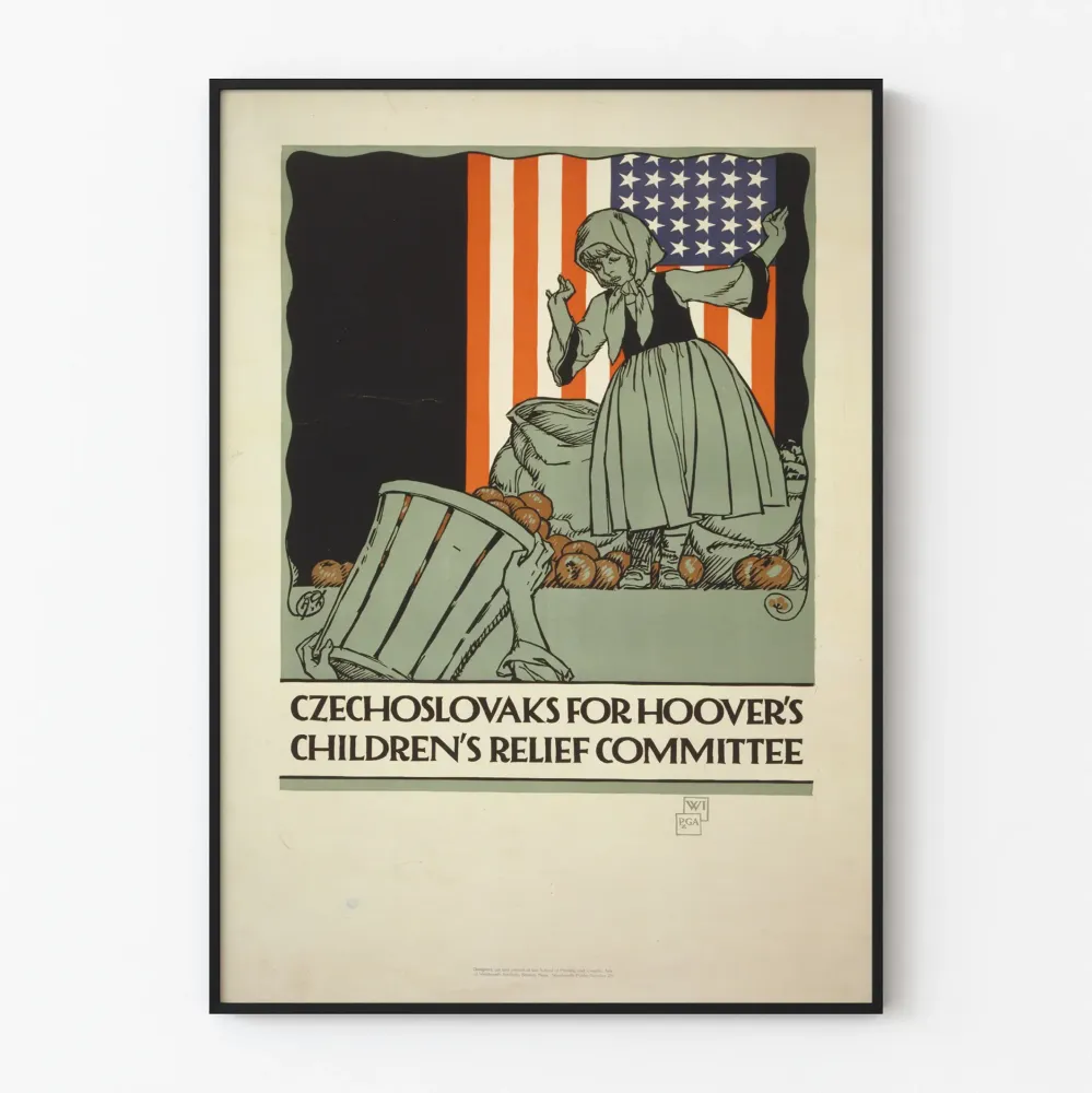 Plakat vintage Czechosłowaków dla Komitetu Pomocy Dzieciom Hoovera