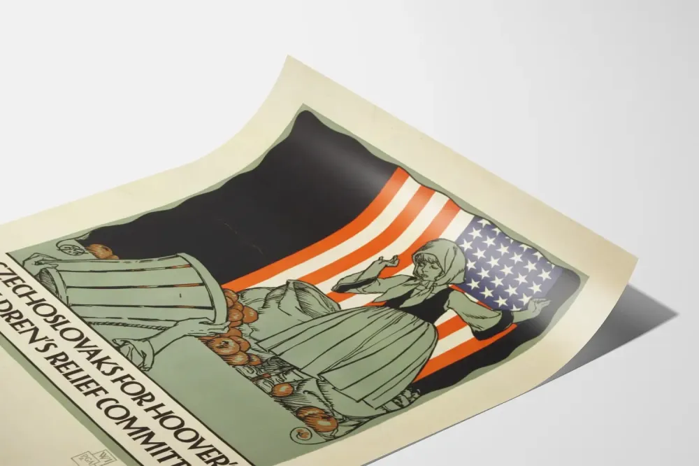 Plakat vintage Czechosłowaków dla Komitetu Pomocy Dzieciom Hoovera