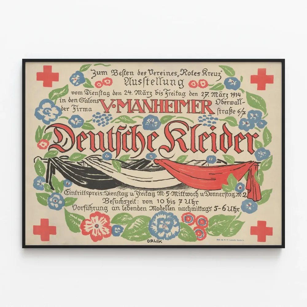 Plakat vintage Czerwony Krzyż - Wystawa Niemieckie Stroje 1914