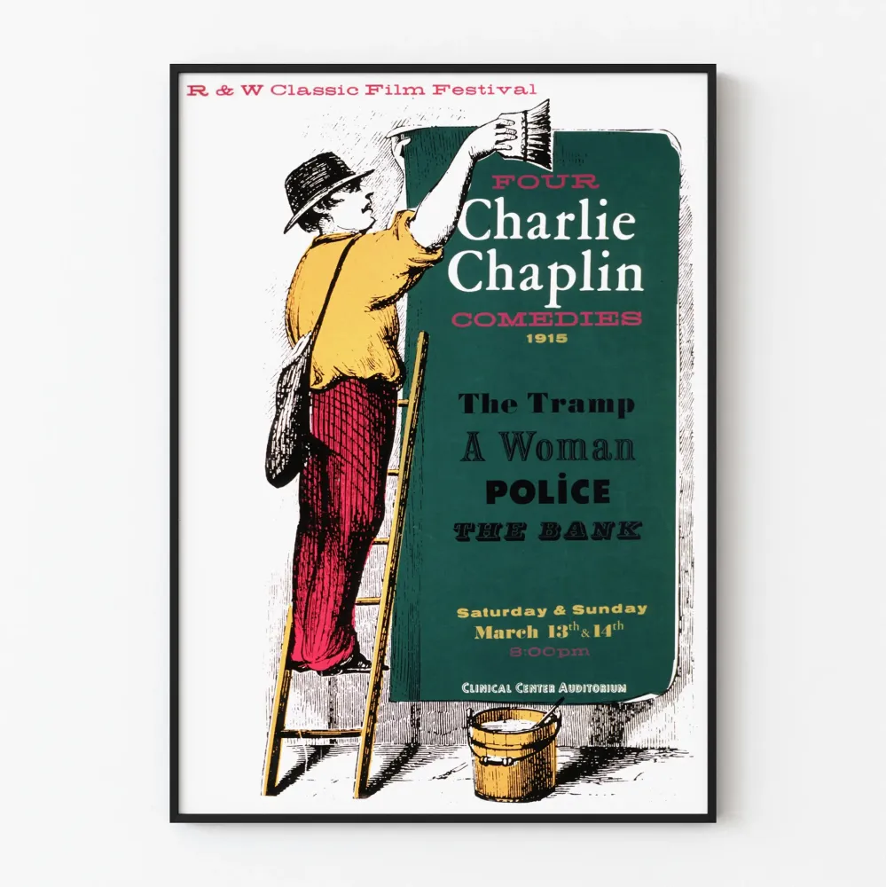 Plakat vintage Cztery Charlie Chaplin Komedie 1915