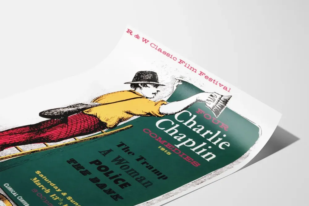 Plakat vintage Cztery Charlie Chaplin Komedie 1915