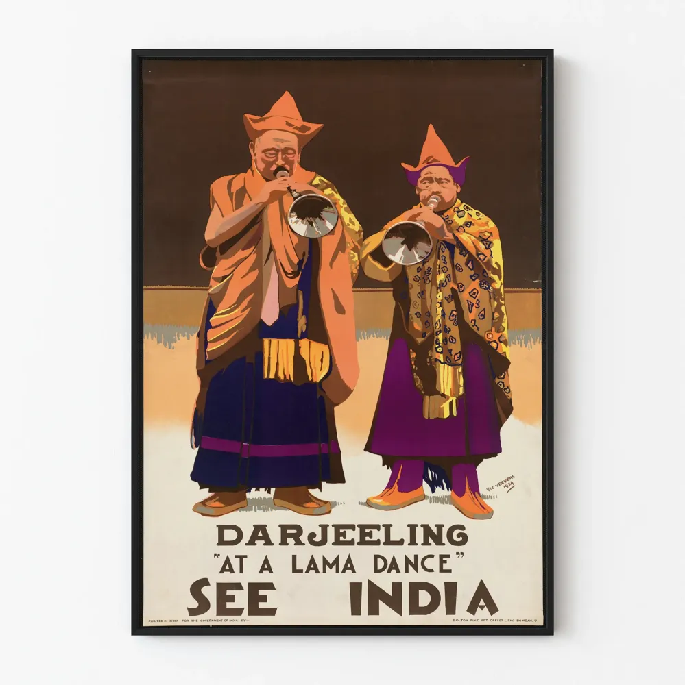 Plakat vintage Darjeeling - Taniec Lamy Indie