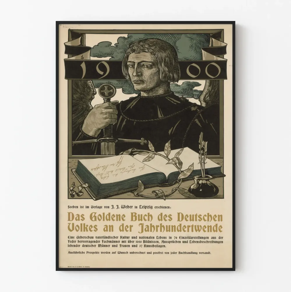 Plakat vintage Das Goldene Buch des Deutschen Volkes 1900