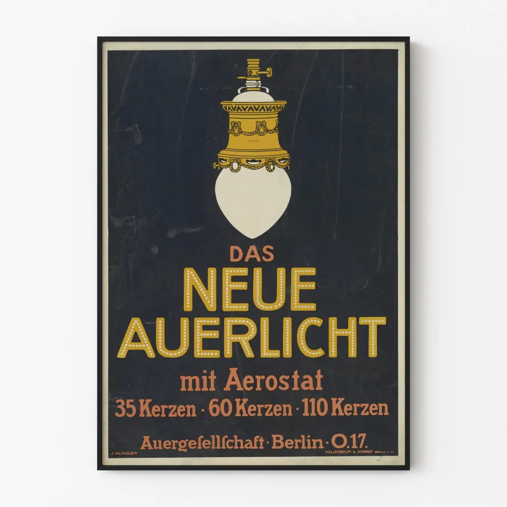 Plakat vintage Das Neue Auerlicht lampa naftowa