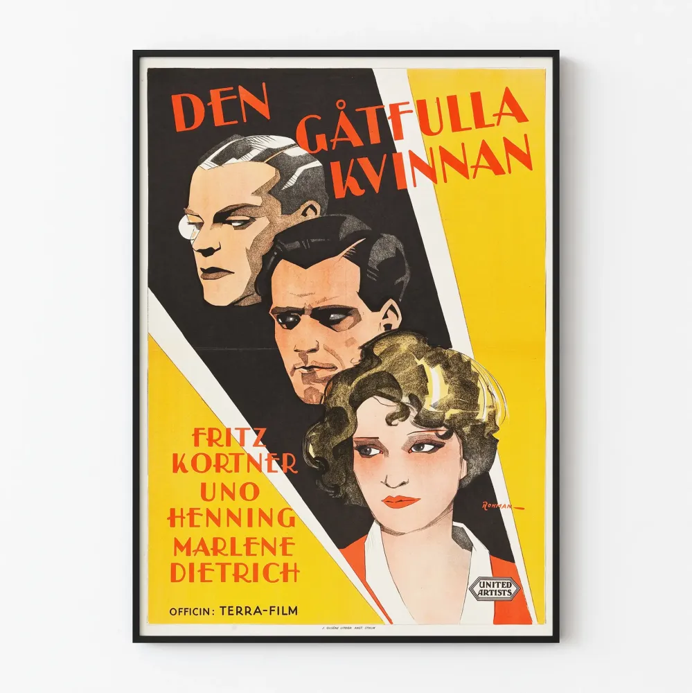 Plakat vintage Den Gåtfulla Kvinnan z Marleną Dietrich