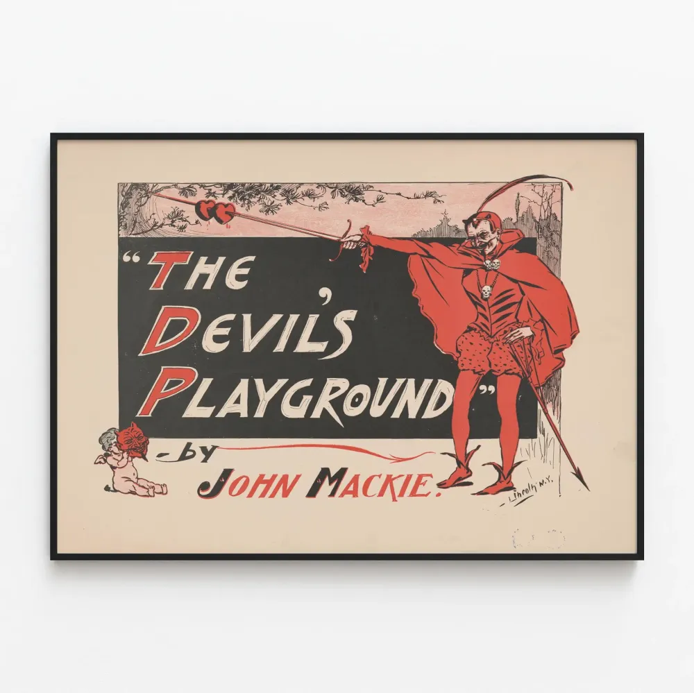Plakat vintage Devil’s Playground w czerwieni i czerni