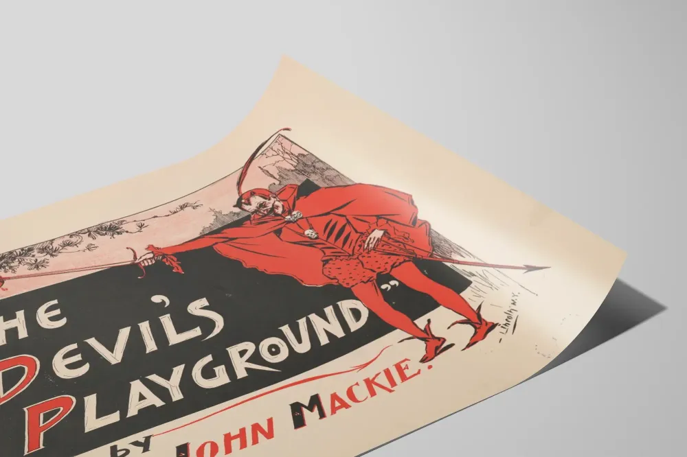Plakat vintage Devil’s Playground w czerwieni i czerni