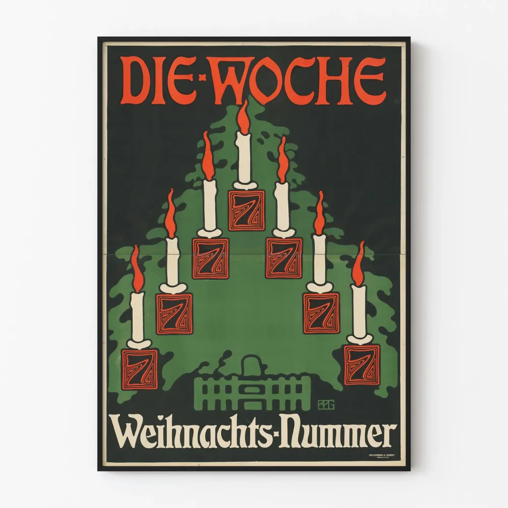 Plakat vintage Die Woche numer świąteczny z świecami bożonarodzeniowymi