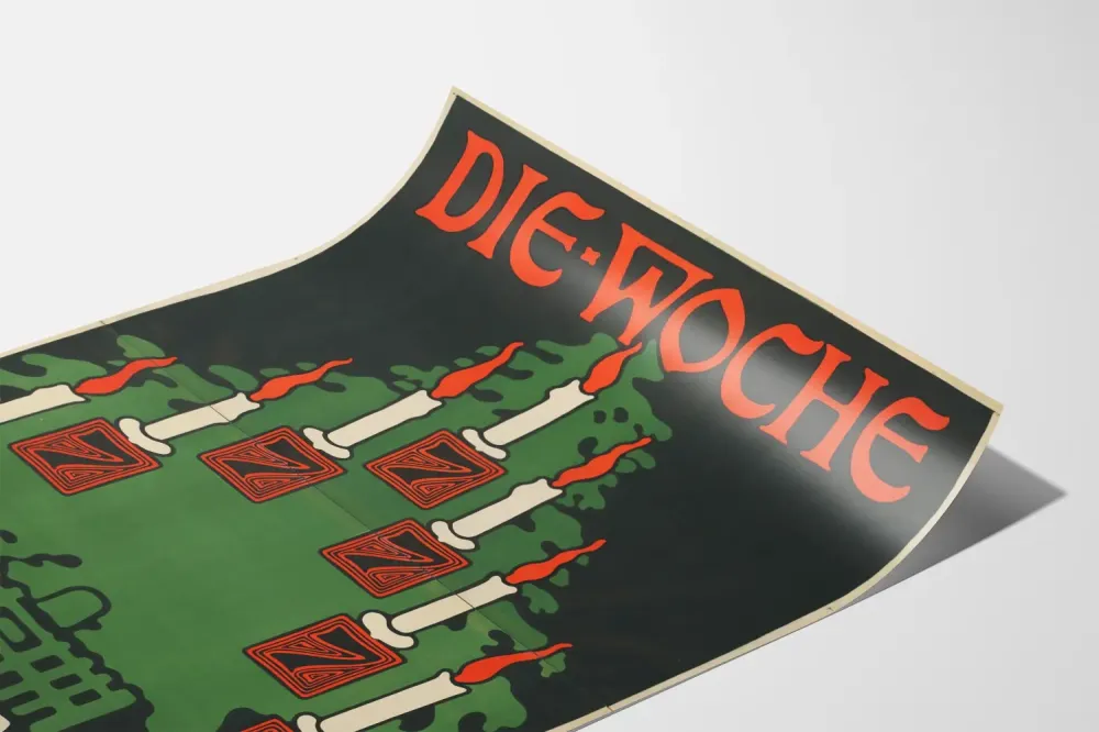Plakat vintage Die Woche numer świąteczny z świecami bożonarodzeniowymi
