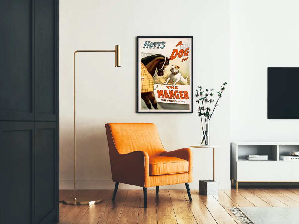 Plakat vintage „ Dog Manger” z koniem i psem