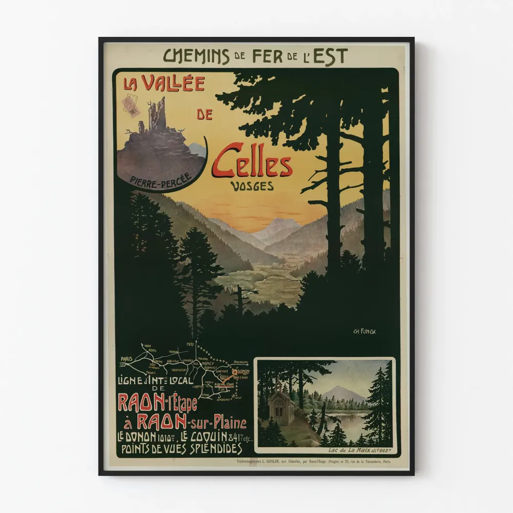 Plakat vintage Dolina Celles Vosges - Koleje Wschodnie