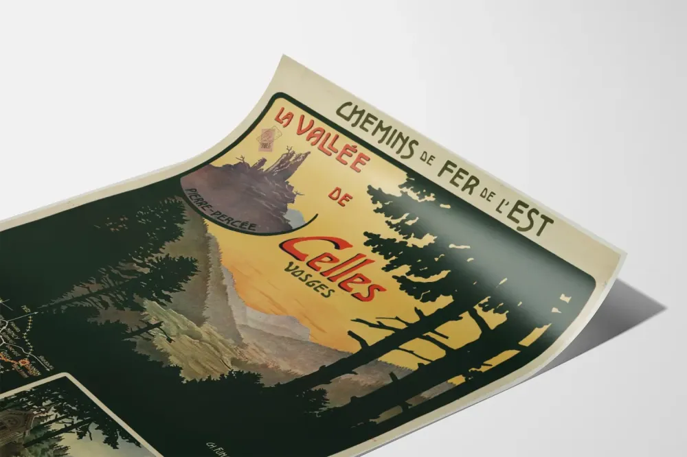 Plakat vintage Dolina Celles Vosges - Koleje Wschodnie